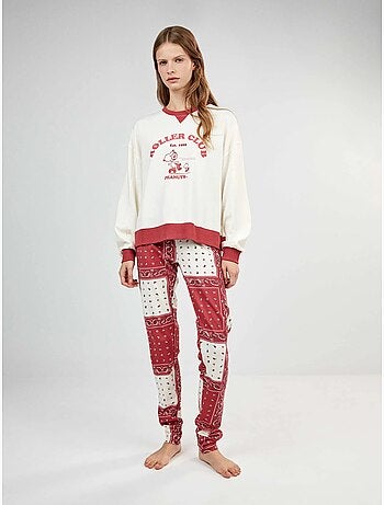 Pigiama snoopy con pantaloni a stampa paisley