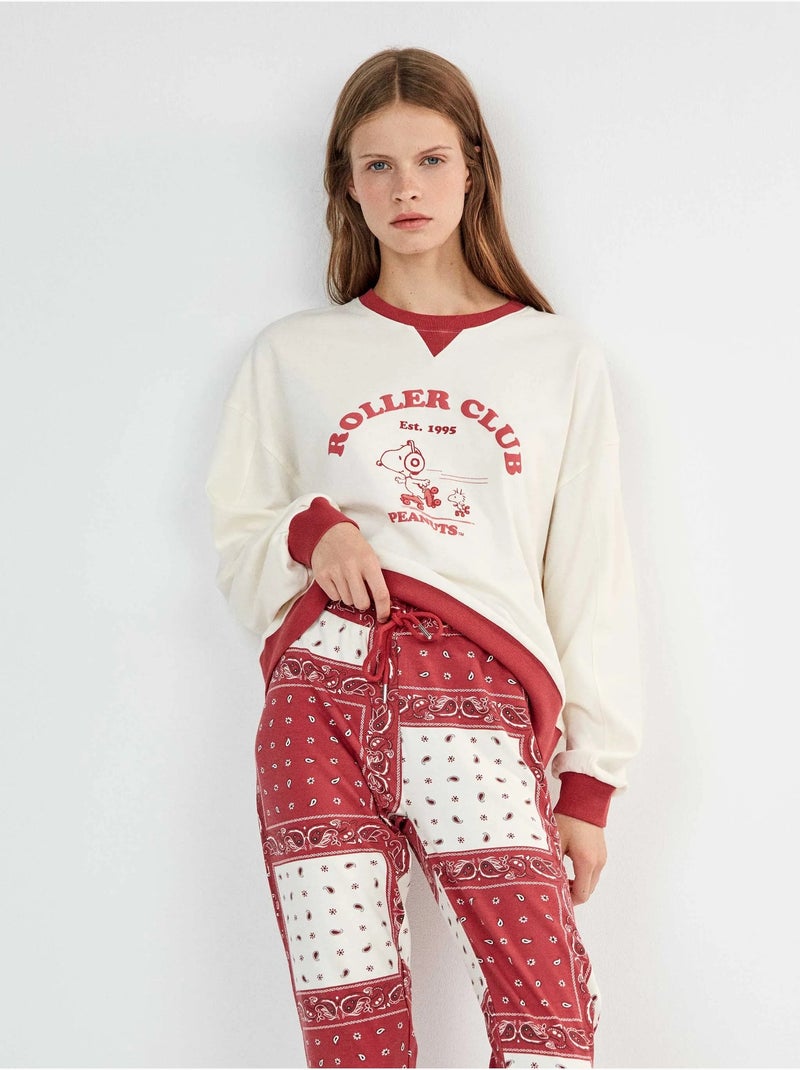 Pigiama snoopy con pantaloni a stampa paisley Ecru - Kiabi