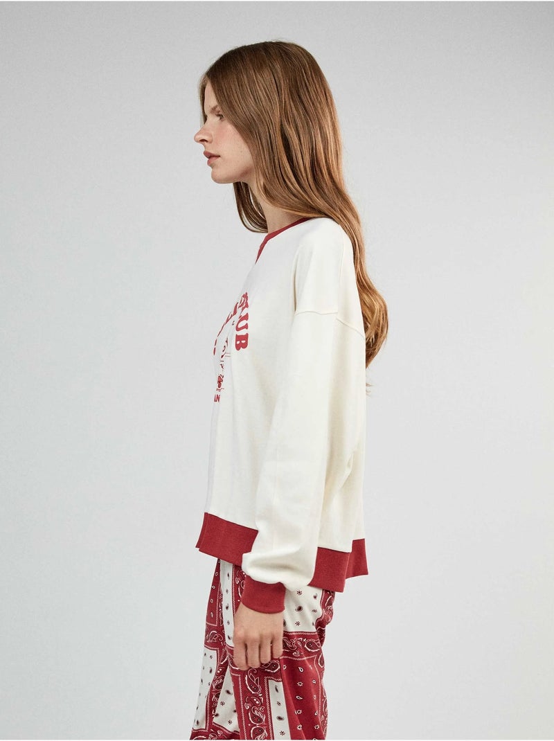 Pigiama snoopy con pantaloni a stampa paisley Ecru - Kiabi