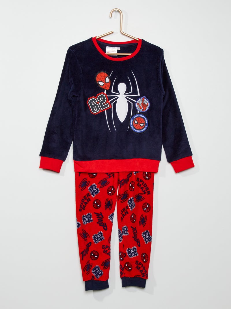 Pigiama 'Spiderman' in pile 2 pezzi blu marine/rosso - Kiabi
