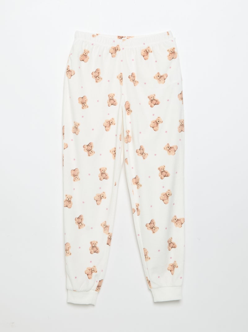 Pigiama stampato 2 pezzi - Felpa + pantaloni Bianco Ecru - Kiabi