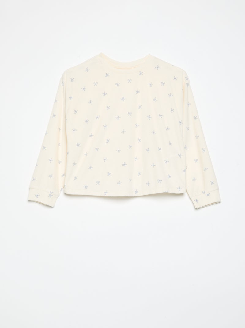 Pigiama stampato 2 pezzi - Felpa + pantaloni Bianco Ecru - Kiabi