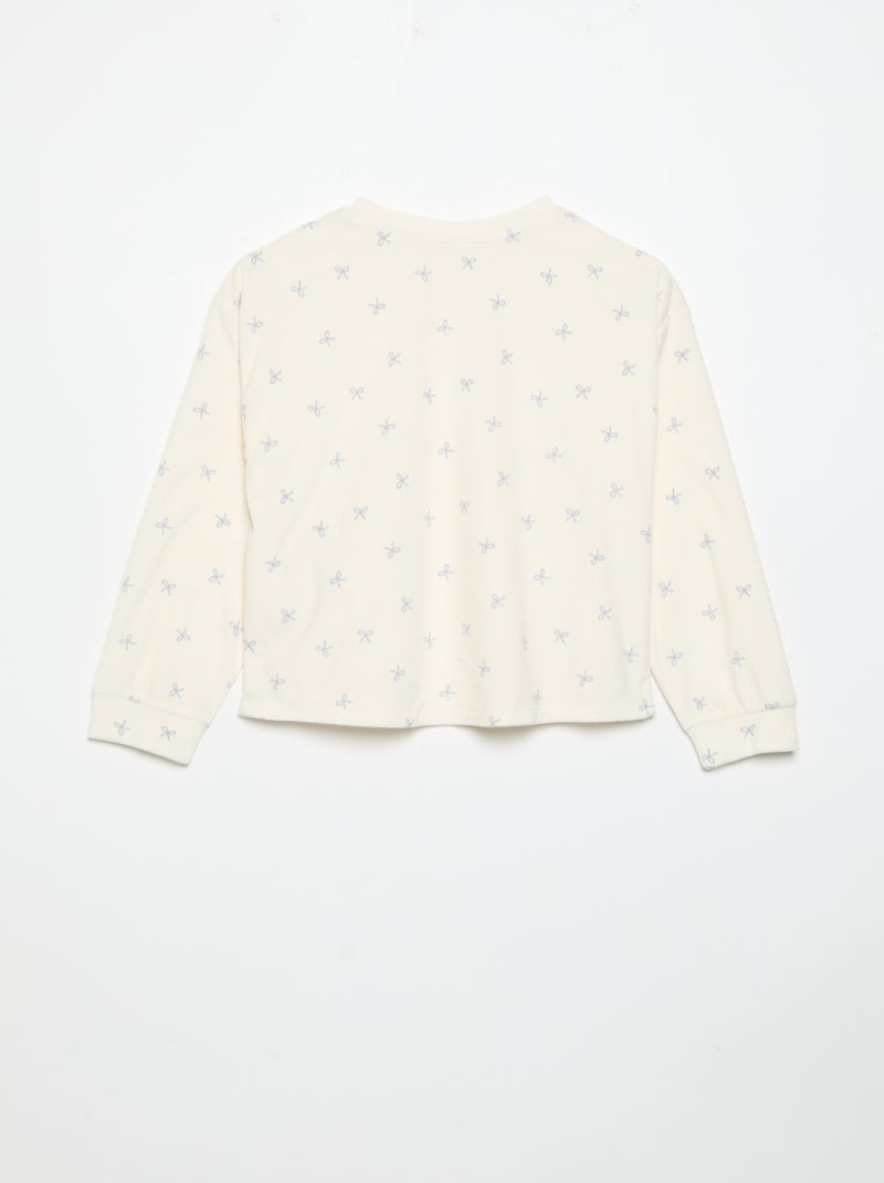 Pigiama stampato 2 pezzi - Felpa + pantaloni Bianco Ecru - Kiabi