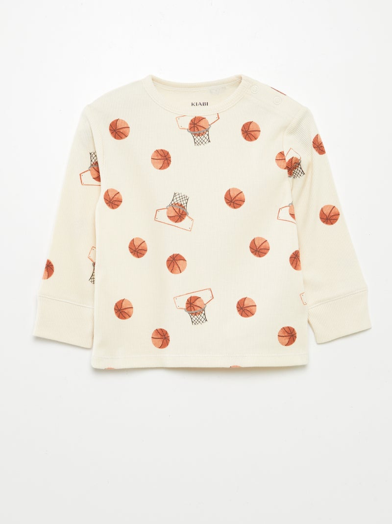 Pigiama stampato en maglia - 2 pezzi BIANCO - Kiabi