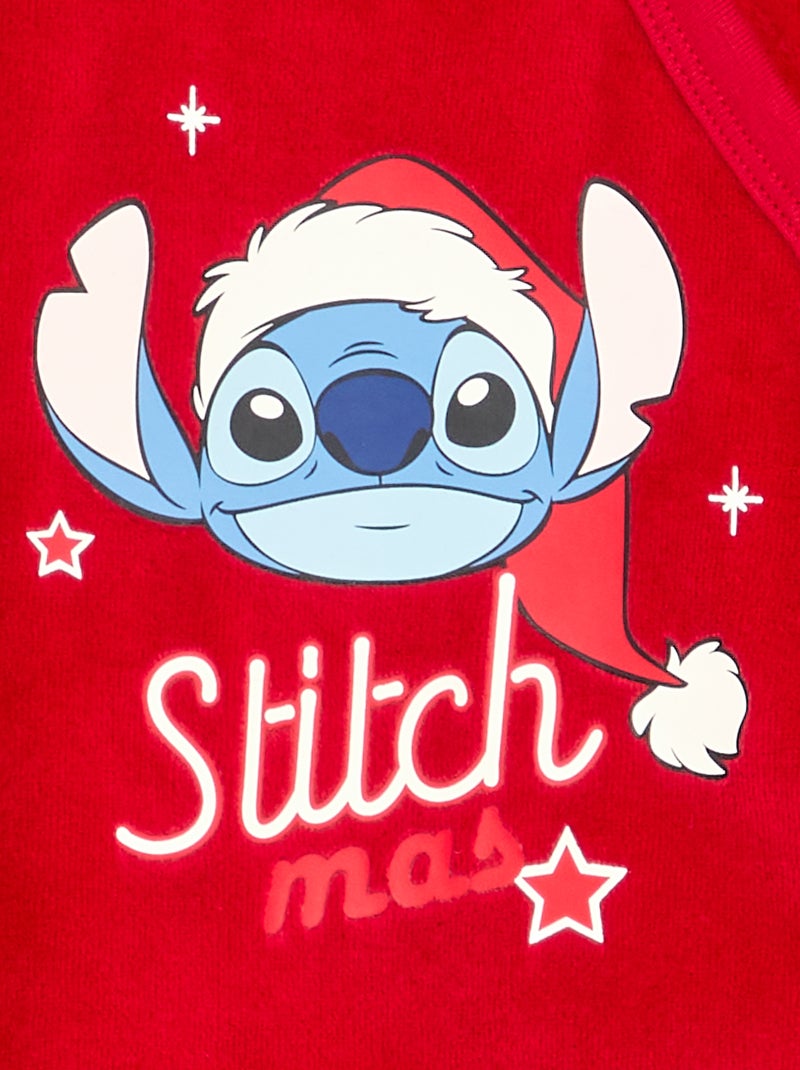 Pigiama 'Stitch' in velluto con piedini - 2 pezzi Rosso - Kiabi