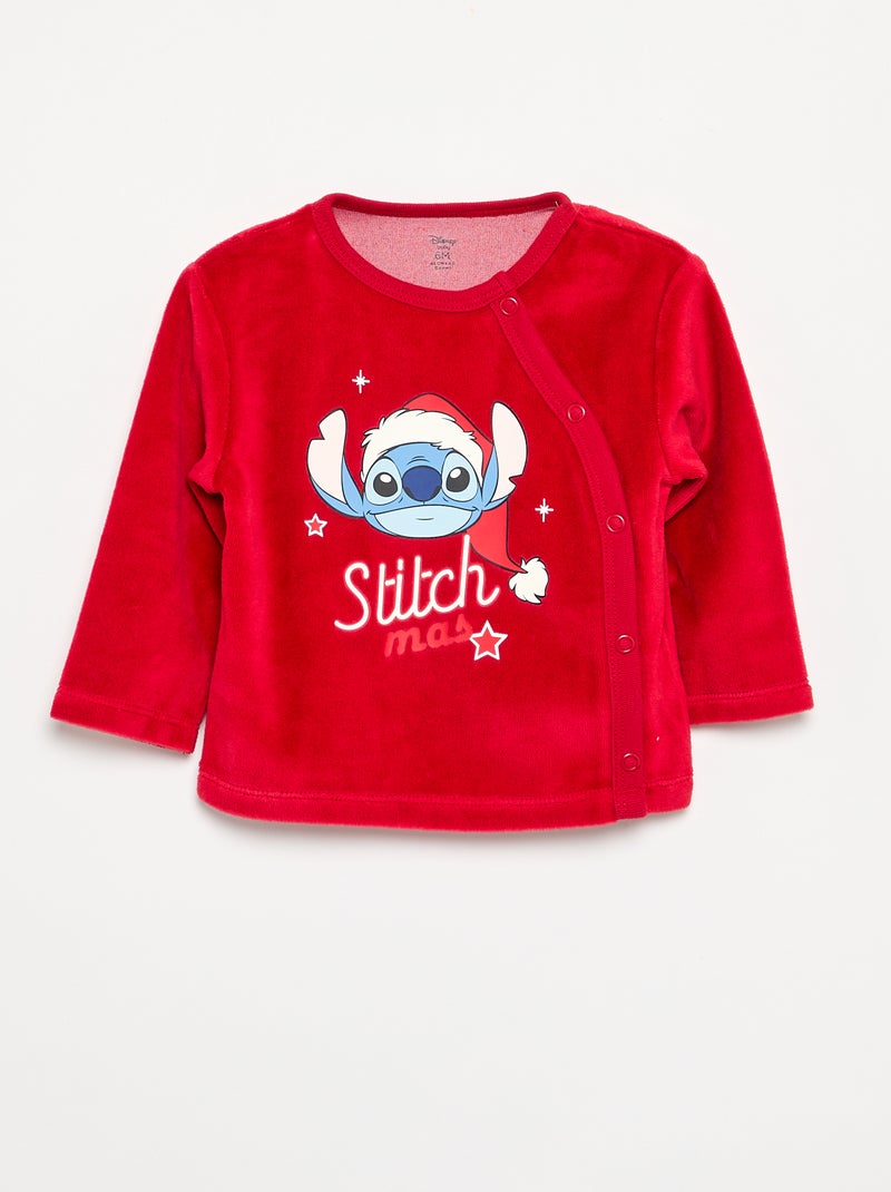 Pigiama 'Stitch' in velluto con piedini - 2 pezzi Rosso - Kiabi