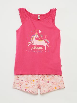 Pigiama t-shirt con volant + shorts - 2 pezzi