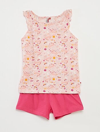 Pigiama t-shirt con volant + shorts - 2 pezzi