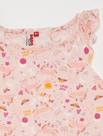 Pigiama t-shirt con volant + shorts - 2 pezzi
