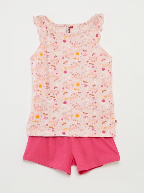Pigiama t-shirt con volant + shorts - 2 pezzi - Kiabi