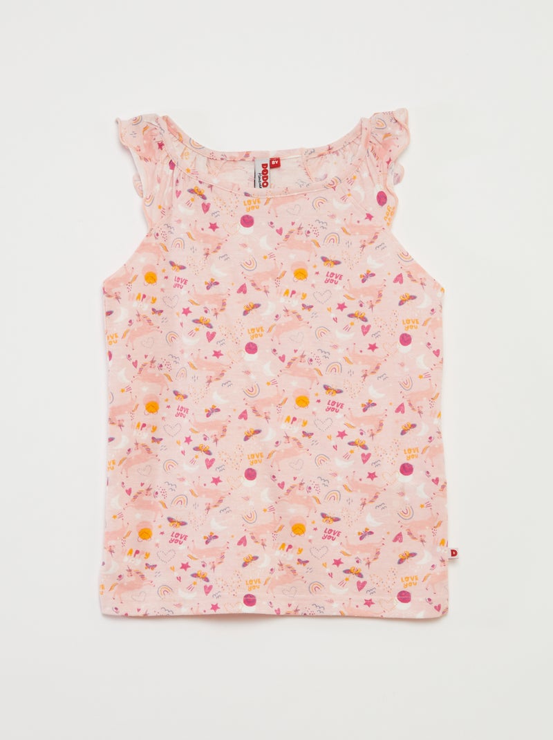 Pigiama t-shirt con volant + shorts - 2 pezzi ROSA - Kiabi