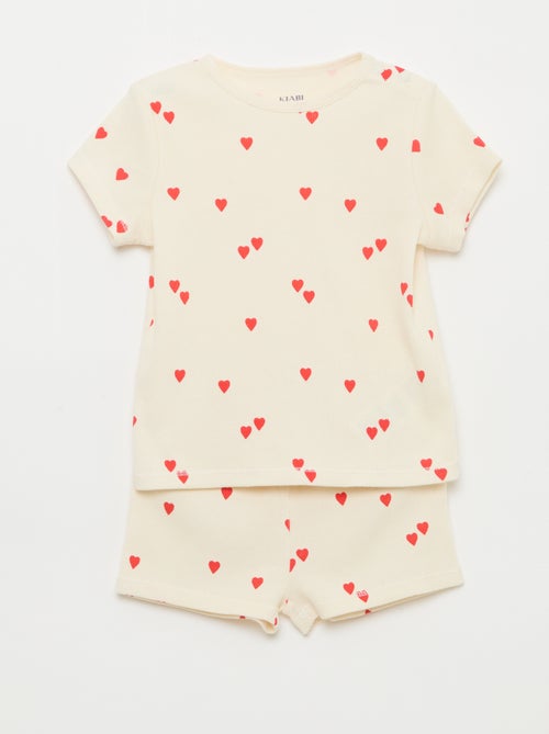 Pigiama t-shirt + pantaloncini in cotone a costine - 2 pezzi - Kiabi