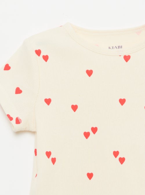 Pigiama t-shirt + pantaloncini in cotone a costine - 2 pezzi - Kiabi