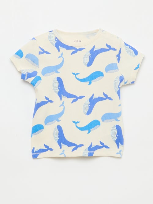 Pigiama t-shirt + pantaloncini in cotone a costine - 2 pezzi - Kiabi