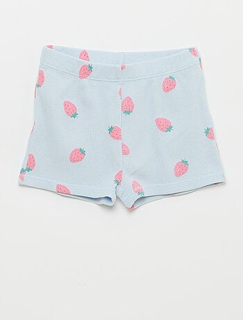 Pigiama t-shirt + pantaloncini in cotone a costine - 2 pezzi