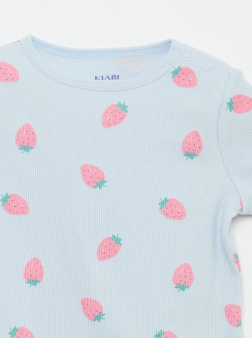 Pigiama t-shirt + pantaloncini in cotone a costine - 2 pezzi - Kiabi