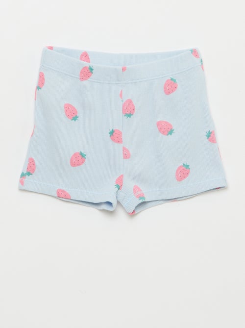 Pigiama t-shirt + pantaloncini in cotone a costine - 2 pezzi - Kiabi