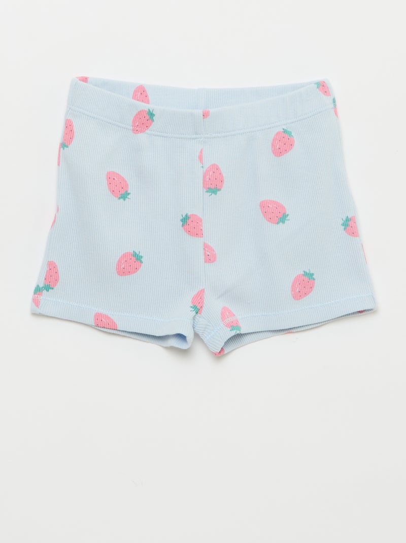 Pigiama t-shirt + pantaloncini in cotone a costine - 2 pezzi Blu - Kiabi