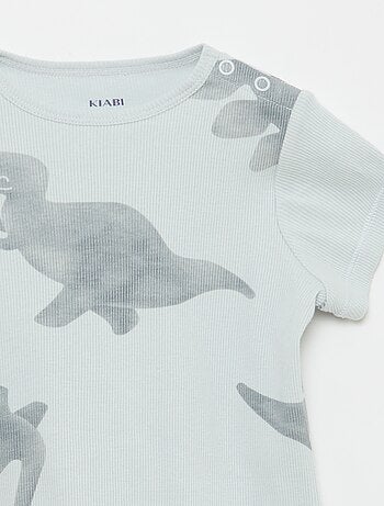 Pigiama t-shirt + pantaloncini in cotone a costine - 2 pezzi