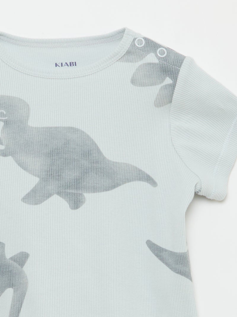 Pigiama t-shirt + pantaloncini in cotone a costine - 2 pezzi Grigio - Kiabi