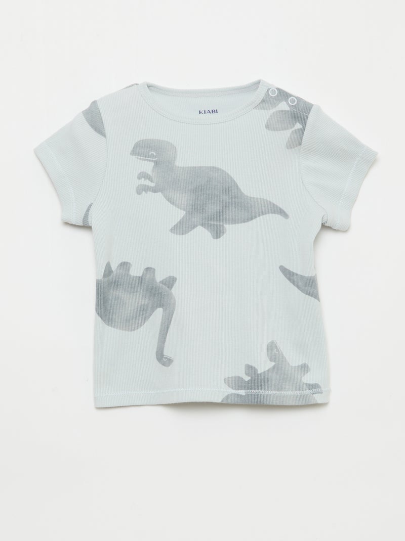 Pigiama t-shirt + pantaloncini in cotone a costine - 2 pezzi Grigio - Kiabi