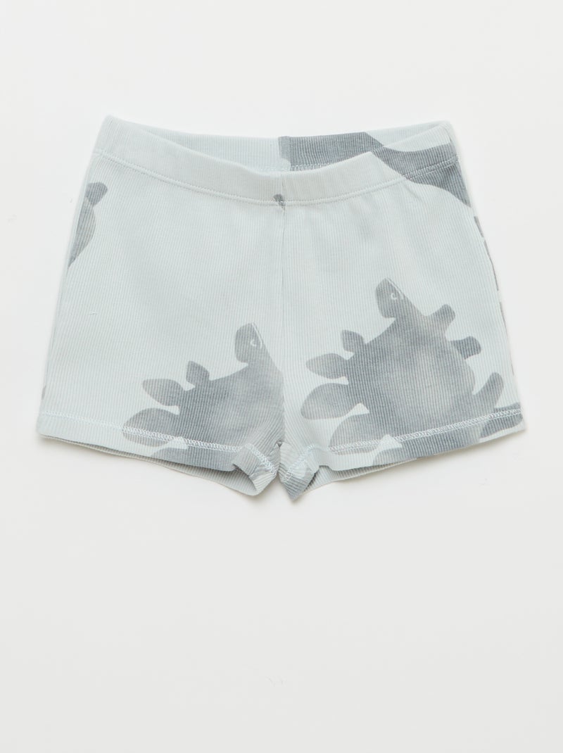 Pigiama t-shirt + pantaloncini in cotone a costine - 2 pezzi Grigio - Kiabi