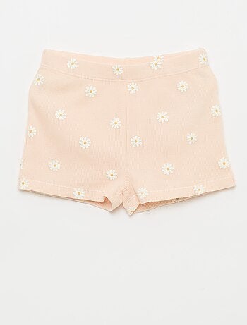 Pigiama t-shirt + pantaloncini in cotone a costine - 2 pezzi