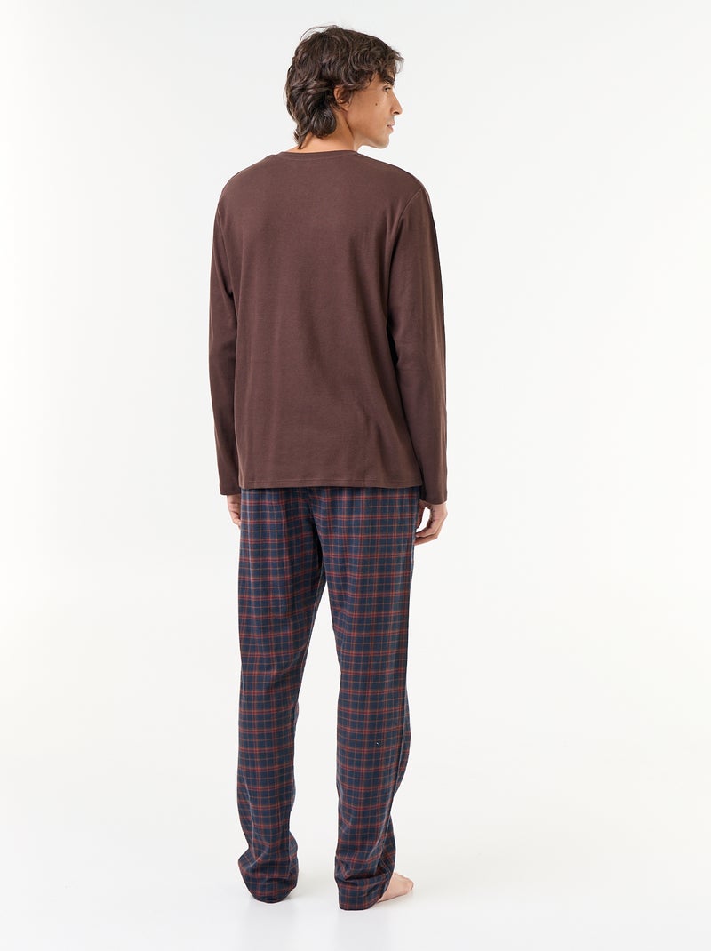 Pigiama t-shirt + pantaloni in flanella - 2 pezzi Marrone - Kiabi