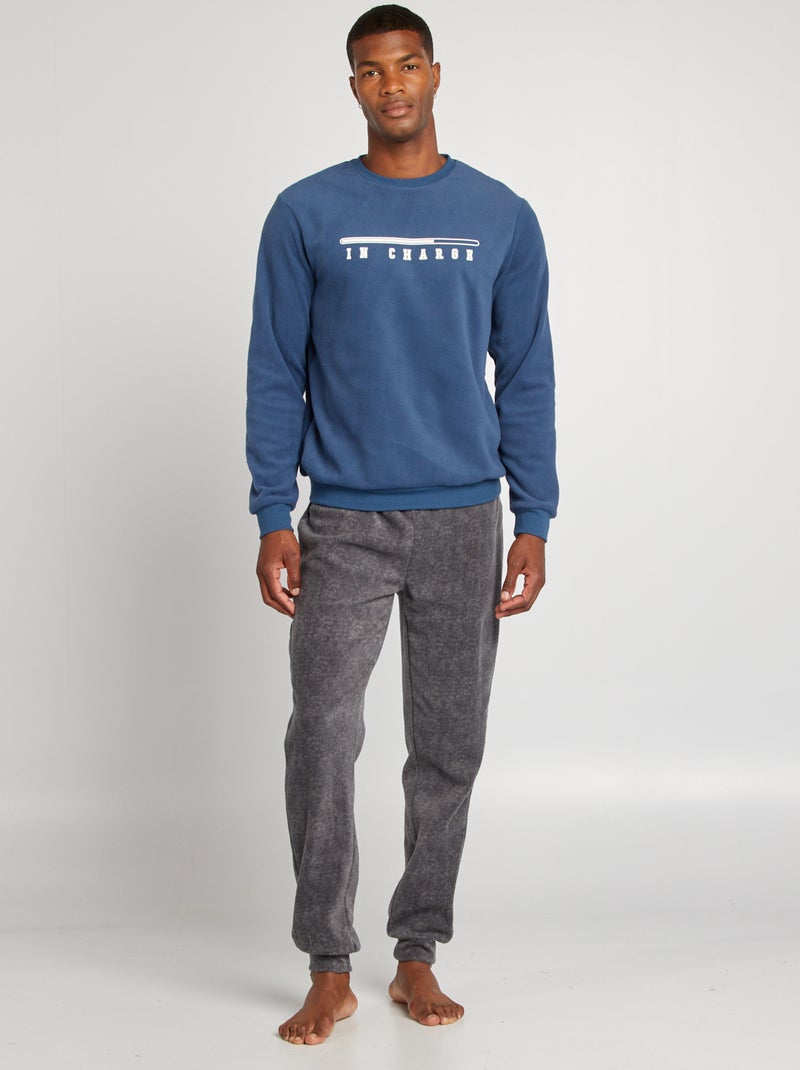 Pigiama t-shirt + pantaloni in pile - 2 pezzi BLU - Kiabi