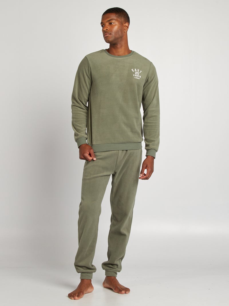 Pigiama t-shirt + pantaloni in pile - 2 pezzi VERDE - Kiabi