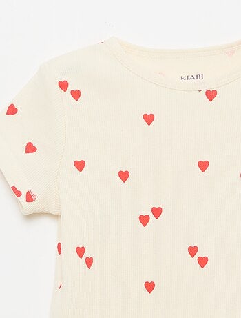 Pigiama t-shirt + short in cotone a costine - 2 pezzi