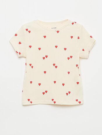 Pigiama t-shirt + short in cotone a costine - 2 pezzi