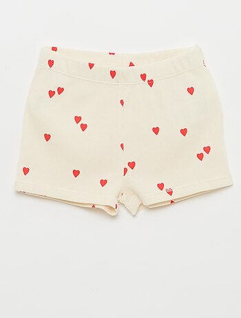 Pigiama t-shirt + short in cotone a costine - 2 pezzi