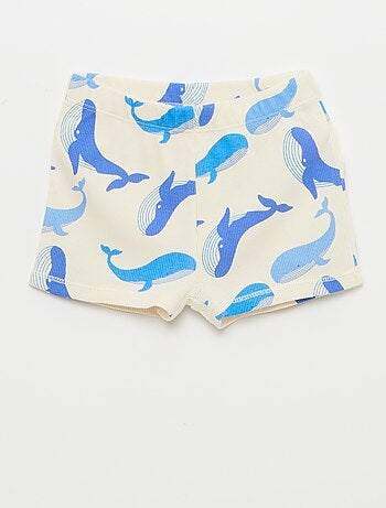 Pigiama t-shirt + short in cotone a costine - 2 pezzi