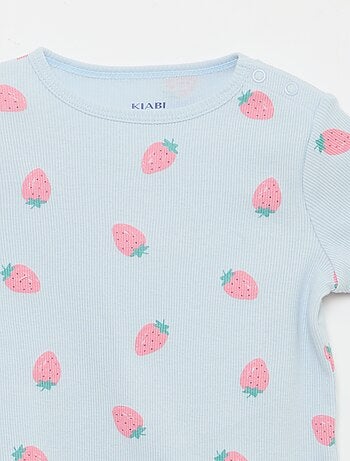 Pigiama t-shirt + short in cotone a costine - 2 pezzi