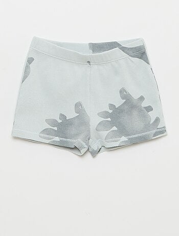 Pigiama t-shirt + short in cotone a costine - 2 pezzi