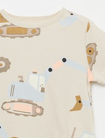 Pigiama t-shirt + short in cotone a costine - 2 pezzi