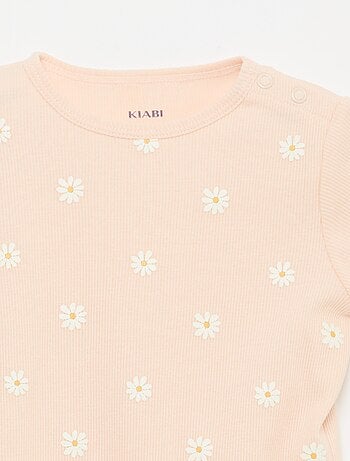 Pigiama t-shirt + short in cotone a costine - 2 pezzi