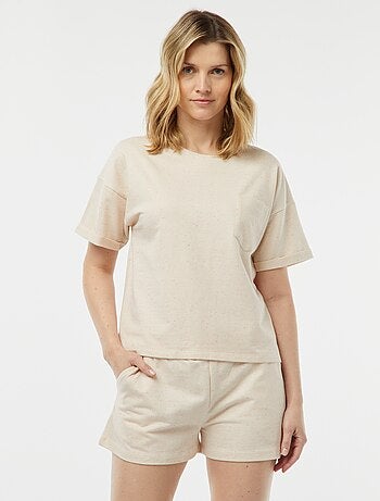 Pigiama t-shirt + shorts in filato mouliné