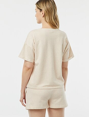 Pigiama t-shirt + shorts in filato mouliné