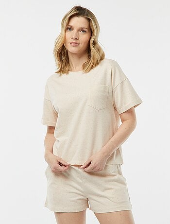 Pigiama t-shirt + shorts in filato mouliné