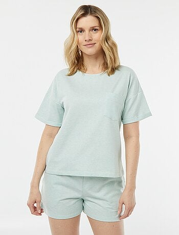 Pigiama t-shirt + shorts in filato mouliné