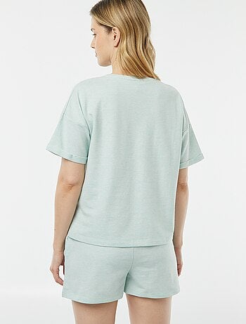 Pigiama t-shirt + shorts in filato mouliné