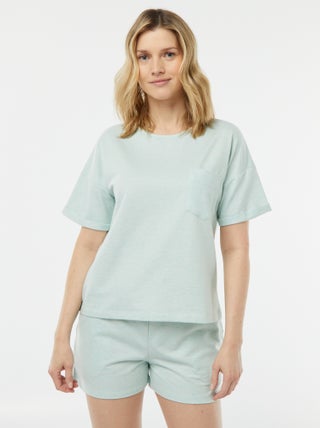Pigiama t-shirt + shorts in filato mouliné