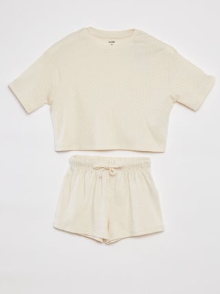 Pigiama t-shirt + shorts in pointelle