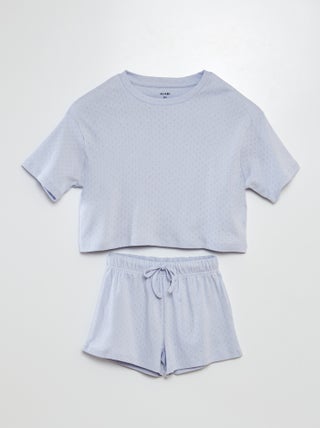 Pigiama t-shirt + shorts in pointelle