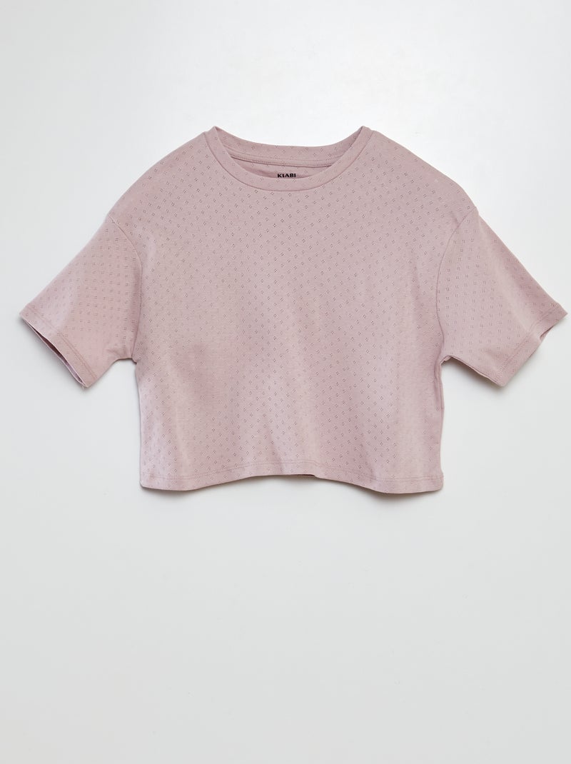 Pigiama t-shirt + shorts in pointelle VIOLA - Kiabi
