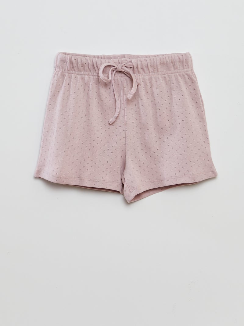 Pigiama t-shirt + shorts in pointelle VIOLA - Kiabi