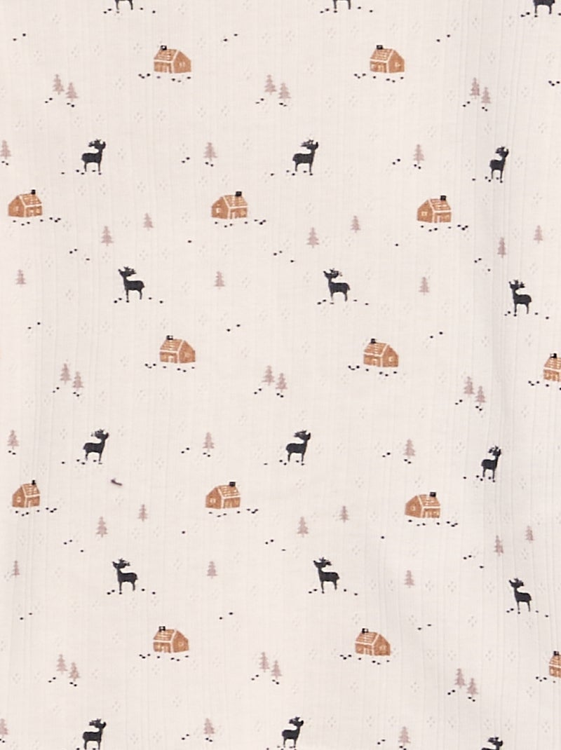 Pigiama termico in pointelle con motivo - 2 pezzi BIANCO - Kiabi