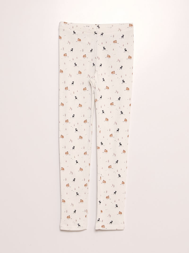 Pigiama termico in pointelle con motivo - 2 pezzi BIANCO - Kiabi